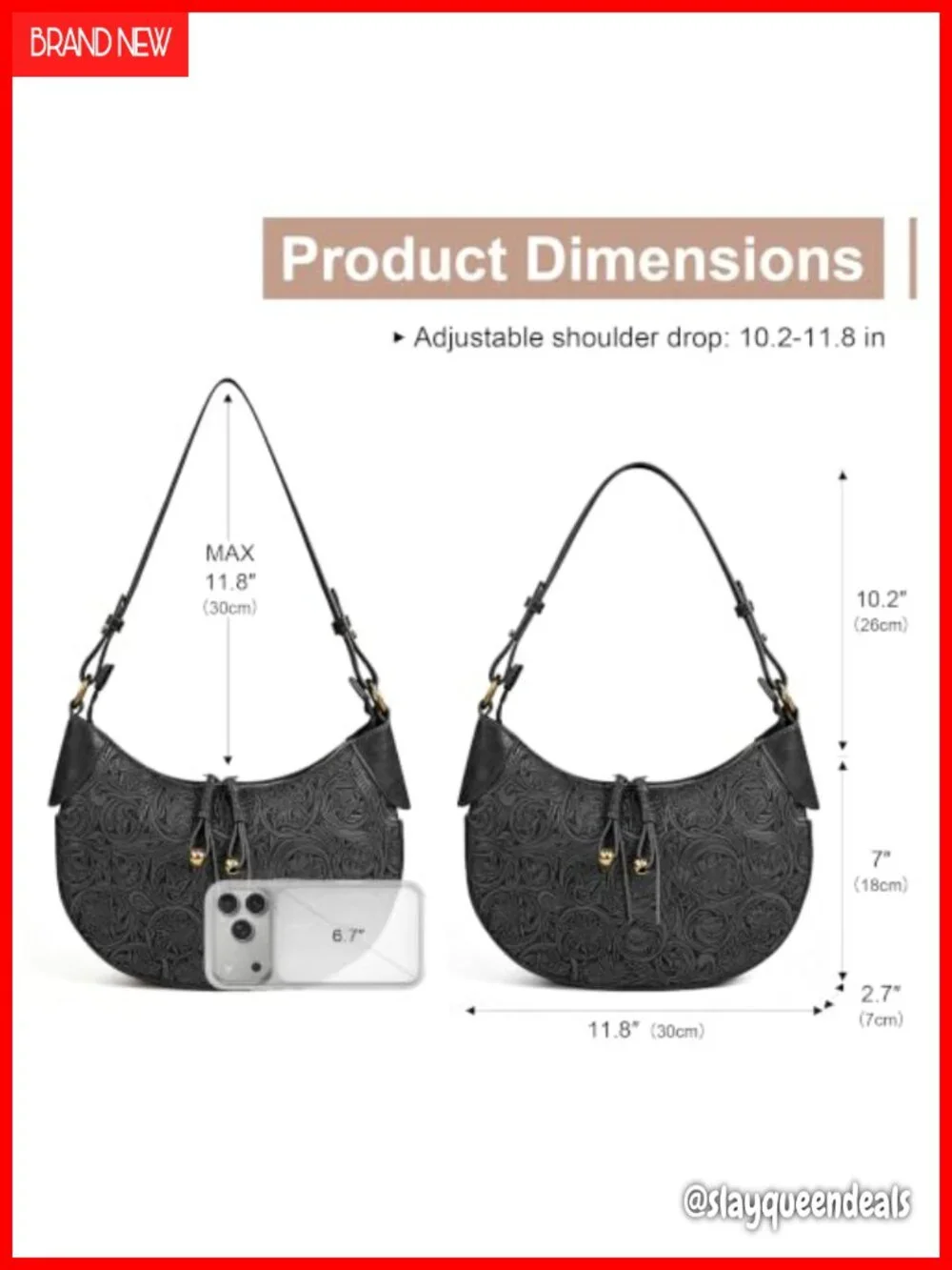 Vegan Leather Hobo Shoulder Bag Vintage Crescent Purse Women